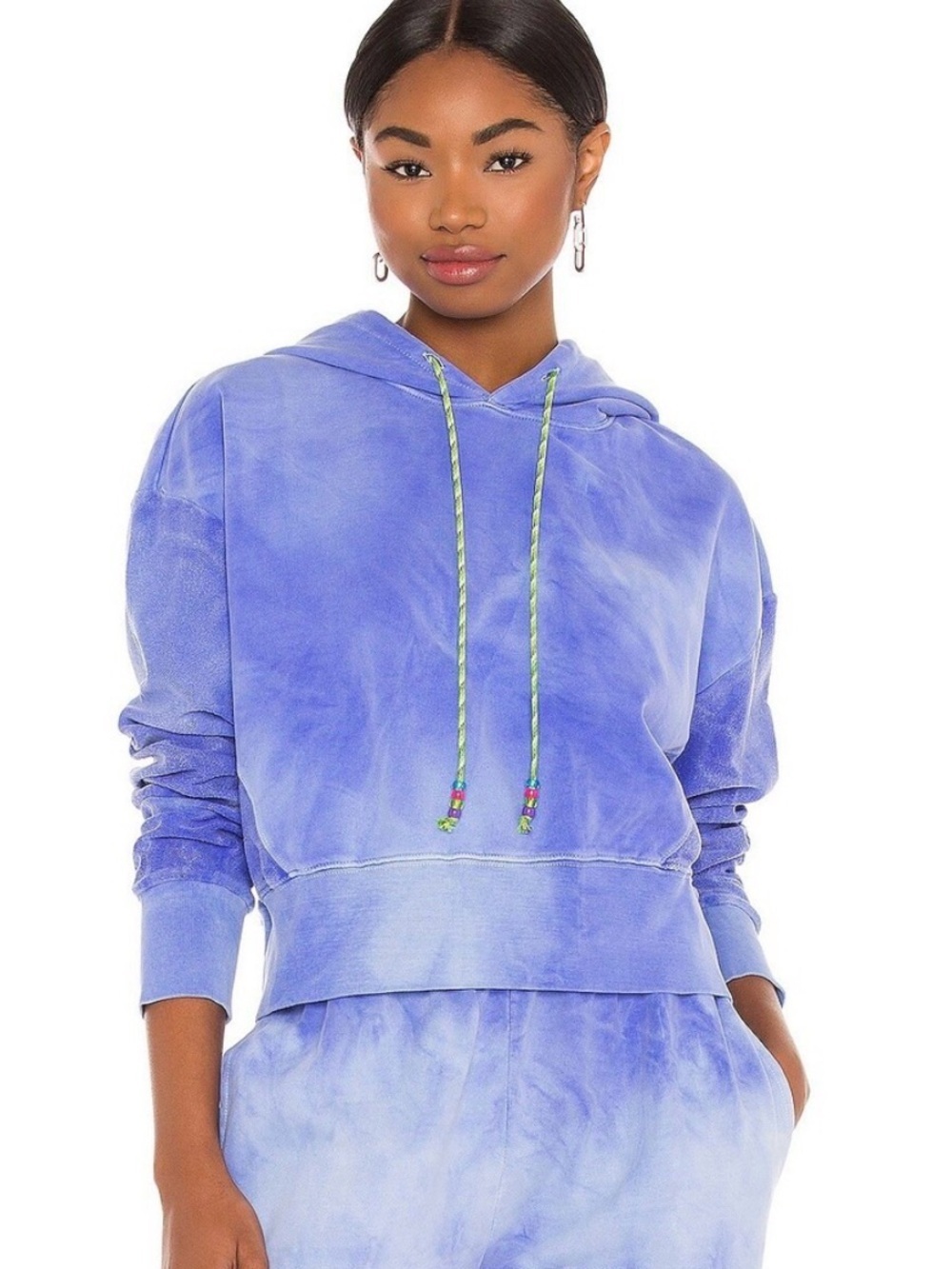 DANNIJO Cropped Hoodie Blue Tie Dye Blogger size small
